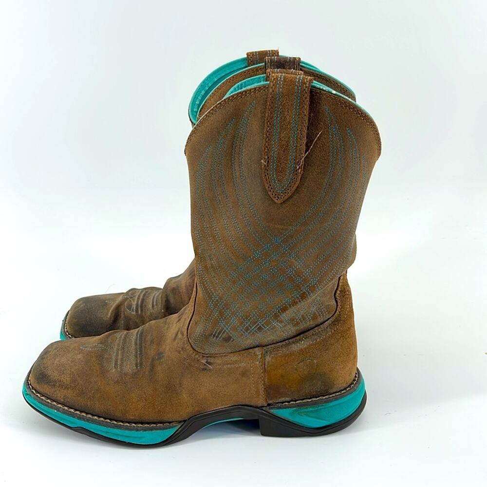 Ariat Anthem Java Leather Pull On Embroidered Squ… - image 1